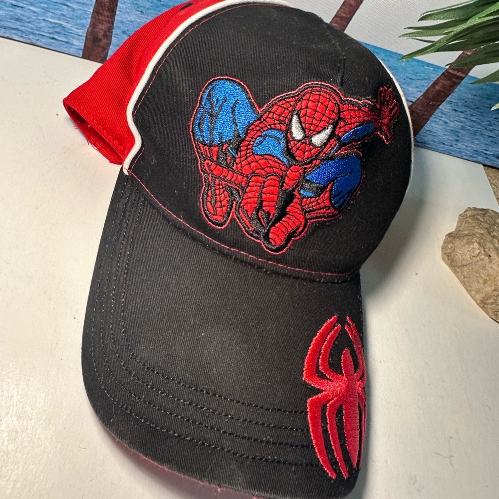 Spiderman Black and Red Adjustable Cap Unisex Kids Youth Hat EUC Strapback - Picture 4 of 10